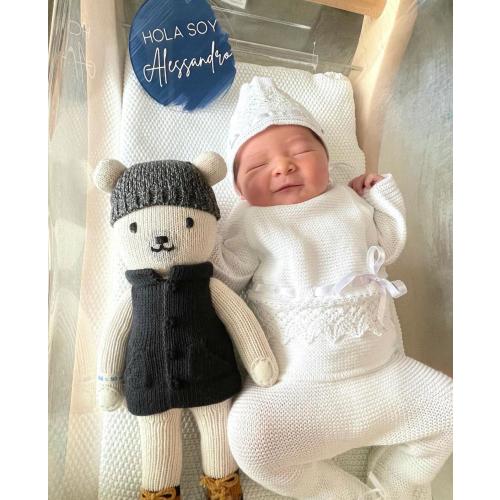 Baby Knit Set With Lace Details In White