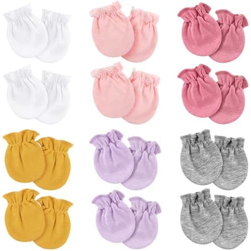 Newborn Baby Mittens No Scratch Cotton Elastic Wrist Gloves Infant Toddler Mittens for Baby Boy Girl 0-6 Months