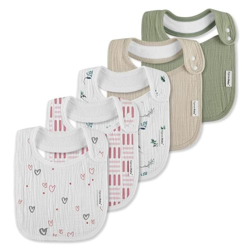 Muslin Bibs for Baby Boys Girls,Organic Muslin Baby Bib for Drooling and Teething,Soft Bandana Drool Bibs 5 Pack