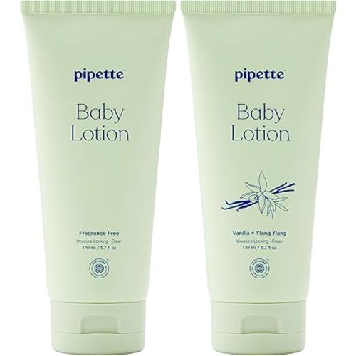 Pipette Baby Lotion Discovery Duo, Pack of 2, Includes Fragrance Free and Vanilla + Ylang Ylang Scents, Baby Lotion for Newborn, Sensitive Skin, and Kids, Non-Toxic, Hypoallergenic