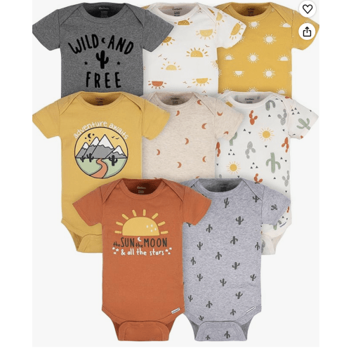 Gerber Baby 8-Pack Short Sleeve Onesies Bodysuits, Southwest, 6-9 Months