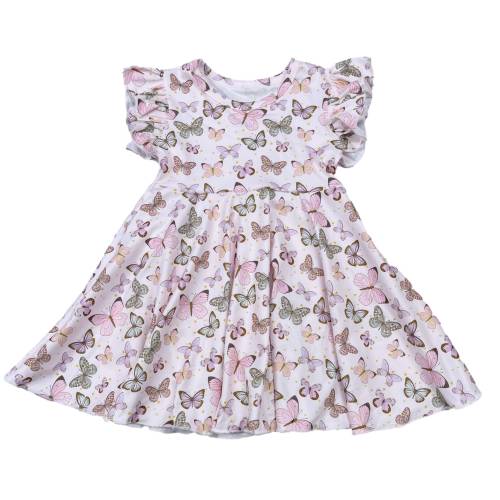 FREE SHIPPING!! Girl's Butterfly Dress Kids Toddler/Girl's Dress-Magical Butterfly~Flutter Sleeve Twirl Dress-Baby Girl Dress-Twirl Dress