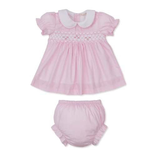 CLB Summer 26 Pink Hand Smocked Woven Dress Set
