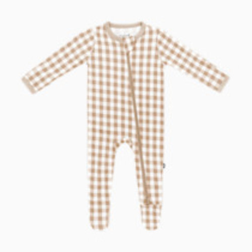 Kyte Baby Printed Zipper Footie - Gingham Bisque, 0-3 M