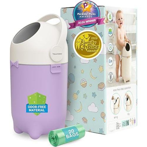 iTouchless Diaper Pail, Disposal System with Ag+ Silver Ion, Odor Locking Bin - Fits Any Bag, No Refills Needed, Award-Winning Nursery Baby Registry Gift - Pastel Orchid