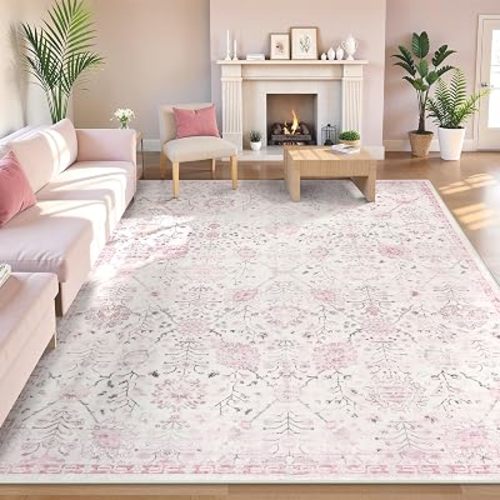 Lahome Light Purple Washable Rugs 8x10, Soft Nursery Rug for Girls Kids