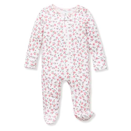 Baby's Pointelle Footie Romper in Pink Floral