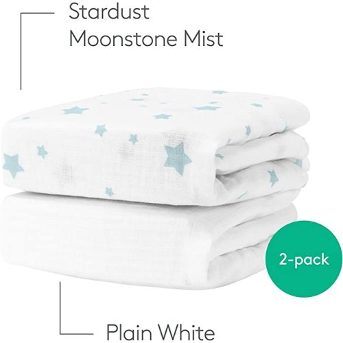 Newton Baby Fitted Crib Sheet (2-Pack) - Ultra Breathable and Soft, Organic Cotton, Fits All Standard Cribs, White Stardust