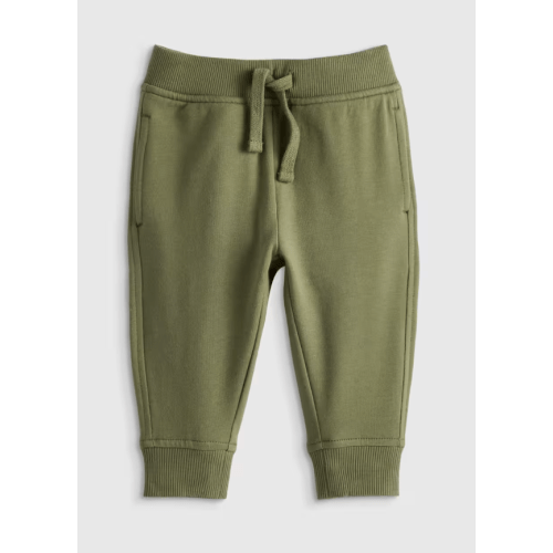 Organic Cotton French Terry Joggers - Baby in Olive Green