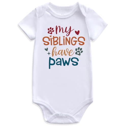 Guzcadun my siblings have paws Baby Clothes gender neutral funny baby clothes girl boy