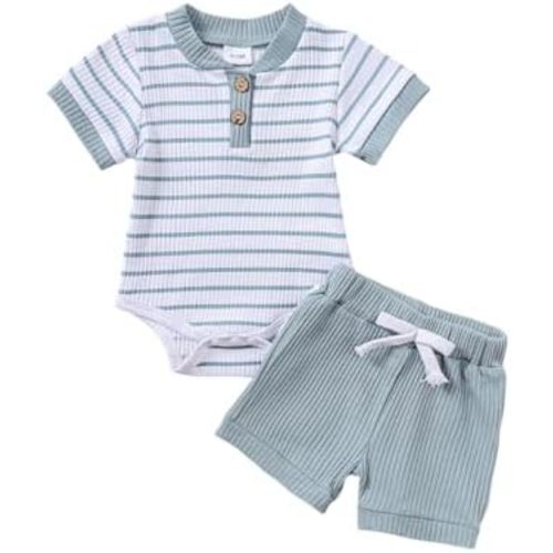 Newborn Baby Boy Summer Clothes Infant Boy Short Sleeve Romper Shorts Set Outfits