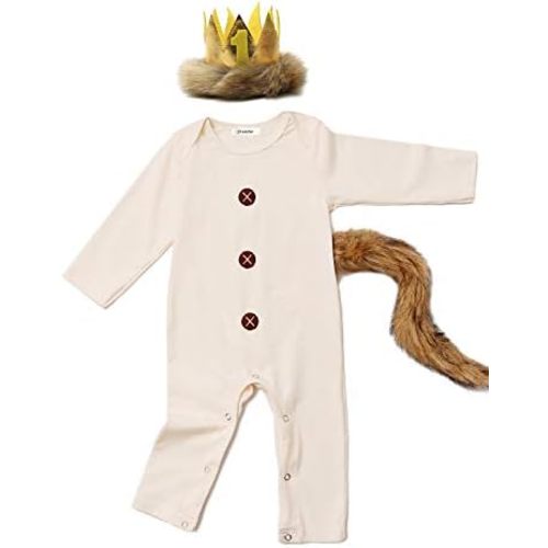 Shalofer Baby Boys Girls Where The Wild Things Are Romper with Tail and Crown