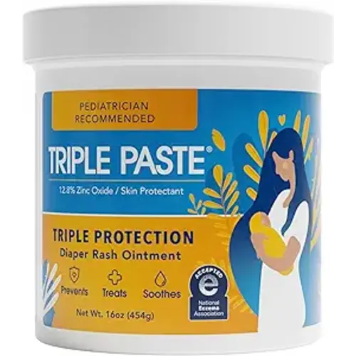 Triple Paste Diaper Rash Cream, Hypoallergenic Medicated Ointment for Babies, 16 oz (Packaging May Vary)