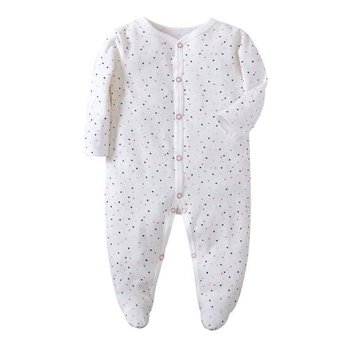 WIBACKER Newborn Baby Footed Pajamas 100% Cotton Infant Baby Snap Sleepers for Sleep and Play Footies 0-12 Months - Polka Dots