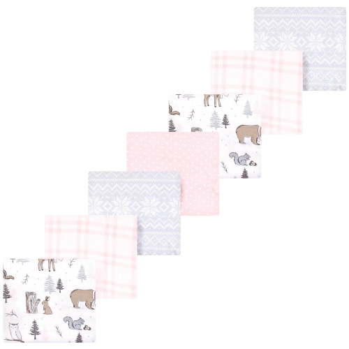 Luvable Friends Hudson Baby Cotton Poly Flannel Receiving Blankets 7pk, Winter Trees, One Size