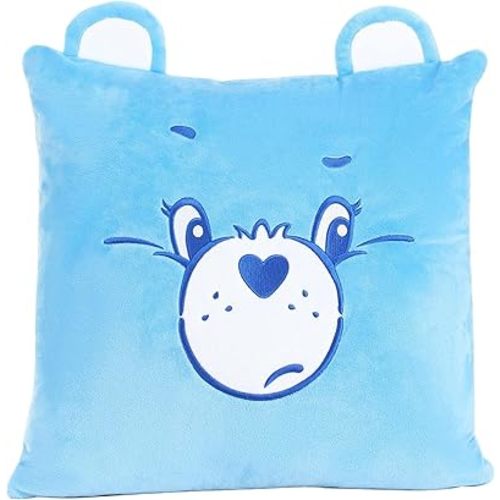 FUN.COM Soft & Huggable Care Bears Grumpy Bear Pillow | Plush 17" Square Throw Pillow with Embroidered Face | Cozy, Officially Licensed Care Bears Décor Standard