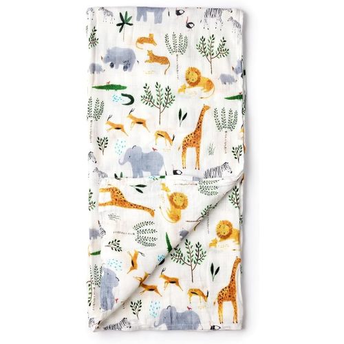 Loulou Lollipop Muslin Swaddle Blanket for Baby Boy & Baby Girl – Soft Breathable Muslin Wrap, 47"x47" Receiving Blanket for Newborn & Toddler - Safari Jungle