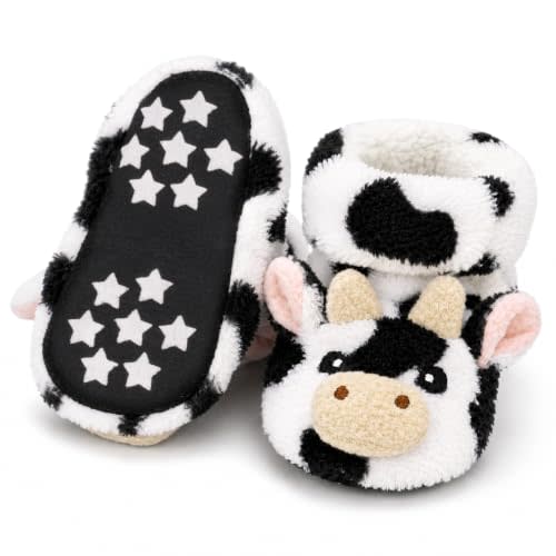 Baby Boys Girls Booties Newborn Baby Shoes Unisex Winter Warm Infant Slippers for Toddler First Walker Shoes Cozy Fleece