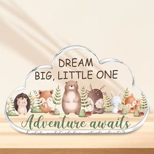Nursery Decor Gifts, Woodland Animal Decor for Home Bedroom Desk Shelf, Positive Affirmation Acrylic Sign Plaque, Heartwarming Blessing Gifts for Kids Children, Inspirational Present for Boys Girls