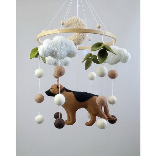 Mobile dog,German Shepherd mobile,mobile with a dog,Mobile with a dog, gift for a newborn, German Shepherd made of felt, toy for a crib with