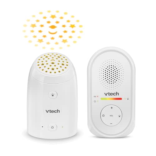 VTech TM8112 Audio Baby Monitor with Glow-on-Ceiling Starry Night Light, 8-Hour Rechargeable Battery, 1000ft Range & Belt Clip