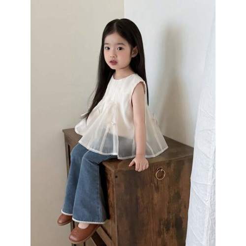 DAZY Baby Girls' Round Neck Bow Decor Sleeveless Blouse, Fresh Korean Style Toddler Girls Clothes | SHEIN USA