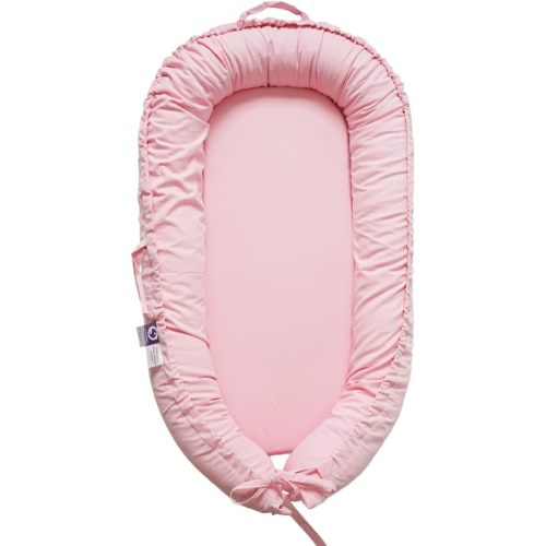 Infant Lounger, Baby Nest Cover for Baby Girls & Boys, Newborn Essentials for Baby 0-18 Months, 100% Cotton Breathable(Misty Rose)