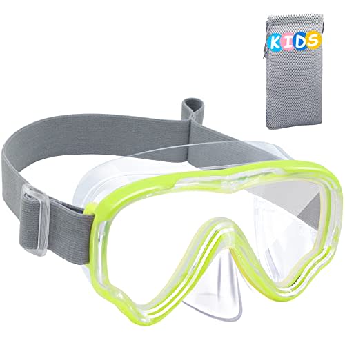 Vvinca Kids-Goggles with Nose Cover, Diving Mask Elastic Fabric Strap Anti Fog Anti Shattered Lens for Kids Swim Goggles 3-14