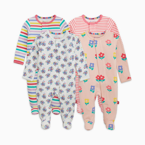 Magnetic Me Cloudstretch Magnetic 4-Pack Footie - Pink Multi, 3 -6 M