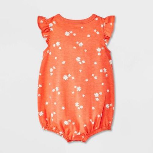 Baby Girls' Printed Ruffle Romper - Cat & Jack™ Orange Newborn