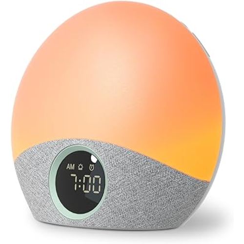 Momcozy Wake Up Light Baby Sound Machine, Adult White Noise Machine with Dimmable Night Light, 30 Soothing Sleep Sounds 7 Colors, Alarm Clock for Heavy Sleepers, Bedroom