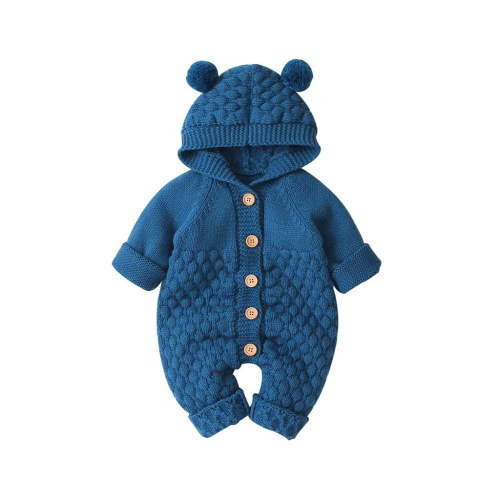 Mepaouo Infant Boys Girls Knit Sweater Romper Baby Toddlers Long Sleeve Hooded Button Up Winter Outfits 3-6M