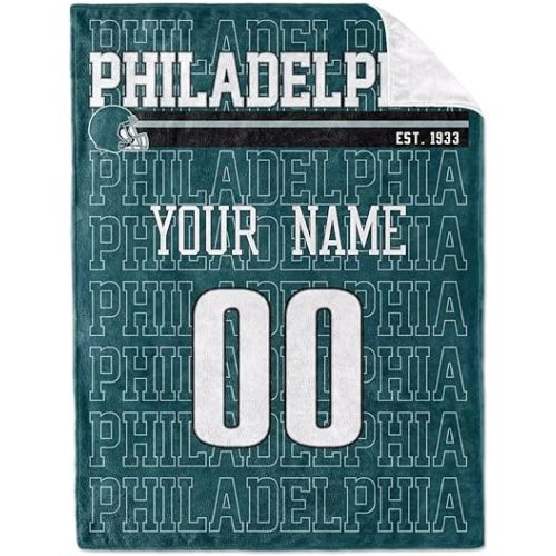 KREDE Philadelphia Throw Blanket for Baby Boy Girl Custom Name and Number Gifts
