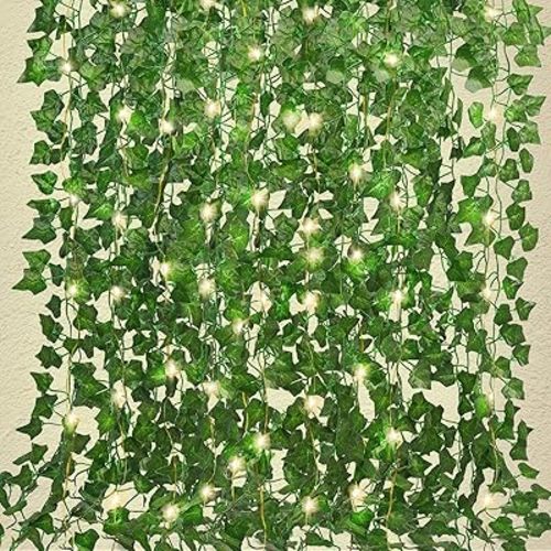 RECUTMS Artificial Ivy Vines 250 FT with 300 LED String Light Leaf Garland Fake Hanging Plants for Long Leaves Greenery Room Garden Office Wedding Wall Shower Patio Outdoor Indoor Decor (36 Pack)
