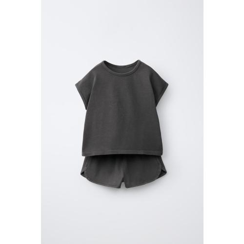 SOLID T-SHIRT AND BERMUDA SET - Dark anthracite | ZARA United States