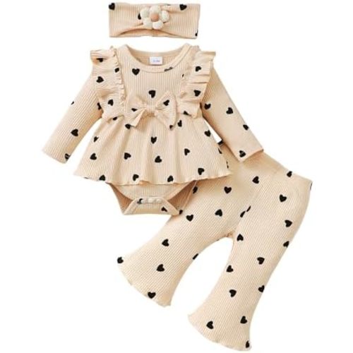 Mioglrie Newborn Baby Girl Clothes Infant Fall Outfits Color Block Pants Set Baby Clothes for Girls 0 3 6 9 12 18 Months