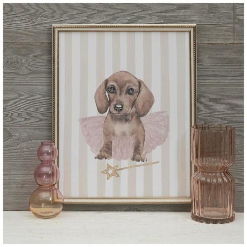 Ballerina Dog Striped Wood Wall Decor