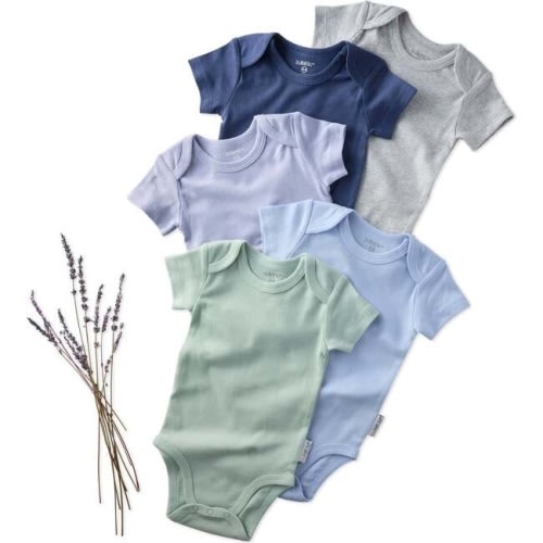 AVERY 5-Pack Short Sleeve Bodysuits, Frost - butterblu, size 3-6M