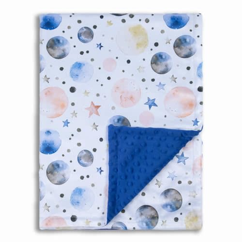 Baby Blankets for Unisex Boys Girls, Super Soft Nursery Minky Blankets, 30 x 40 inch Outer Space Printed Bed Throws Newborn (Color Planet)