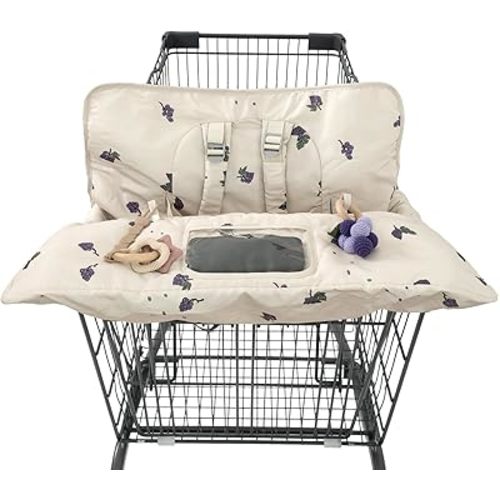 Shopping Cart Cover for Baby 2 in 1 High Chair Covers for Restaurant Comfortable Grocery Cart Seat Covers for Infant, Toddler Universal Suitable for Most Shopping Carts Machine Washable, Grape