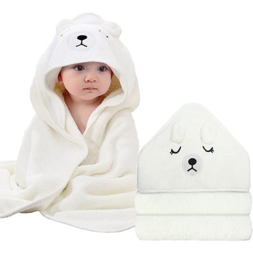 6 PCS Baby Bath Towels Set for Infants Toddlers, 2 PCS Animal Hooded Baby Towels & 4 PCS Washcloths Set, Ultra Absorbent Cute Soft Newborn Bath Essentials Gifts for Boys & Girls