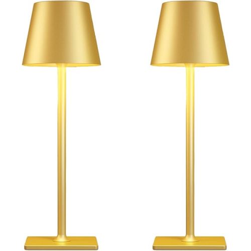 2 Pack Gold Rechargeable Table Lamps