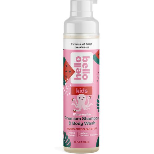 Hello Bello Watermelon Shampoo and Body Wash, Hypoallergenic, Dermatologist and Pediatrician Tested Formula for Babies and Kids, 10 FL Oz (Packaging may vary)
