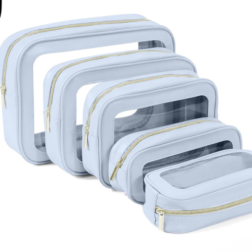5PCS Diaper Bag Organizer Pouch Set, TSA Approved Toiletry Bag,Clear Waterproof TPU Makeup Bag Set Travel Organizer Bags for Women and Kids