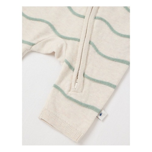 Naturals Newborn Scooter Wavy Knit Coverall in Sage