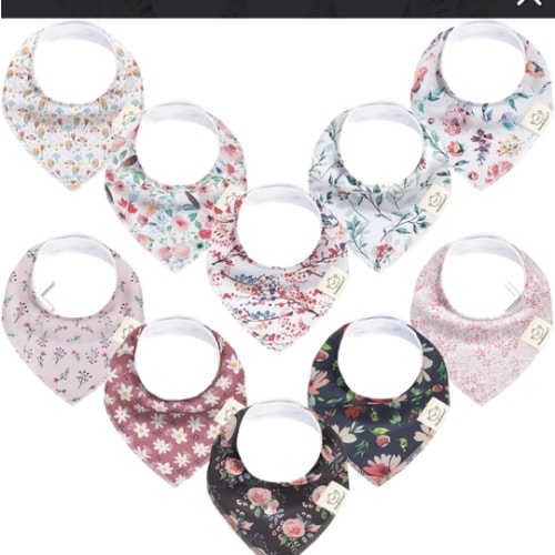 10-Pack Organic Bandana Bibs - Tea Party / One Size
