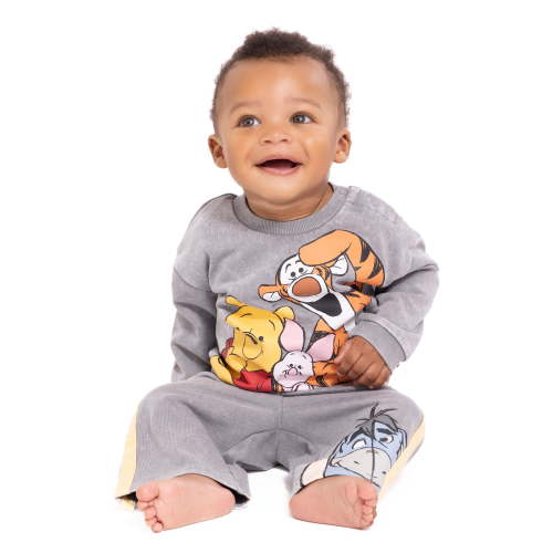 Winnie the Pooh Baby Long Sleeve Graphic Crewneck Tee with Matching Pants, 2-Piece, Sizes 0/3M-24M
