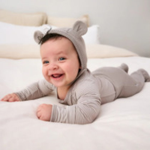 Little Sleepies Dove Gray Bear Bonnet