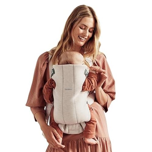 BabyBjörn Baby Carrier Mini, Light Beige, 3D Jersey | Infant Carrier (7-24 lbs), Ergonomic, Easy-to-Use