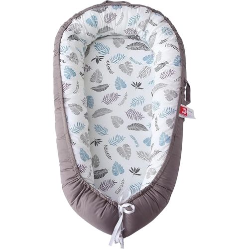 Baby Nest Lounger, Breathable Infant Lounger Cushion Cover, Grey Protable Baby Seat for Newborn 0-24 Months, Infant Snuggle Nest for Home and Travel